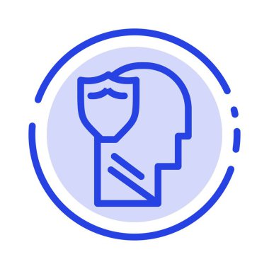 Kalkan, Güvenli, Erkek, Kullanıcı, Veri Mavi Noktalı Çizgi Simgesi