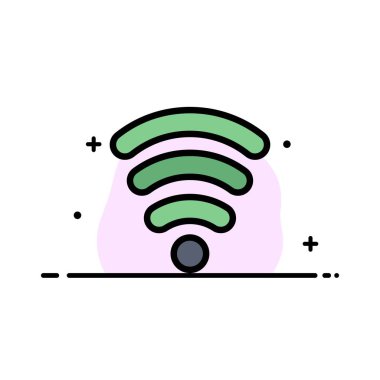 Wifi, Servisler, Sinyal İşletme Düz Hattı Simge Vektör Ba Dolduruldu