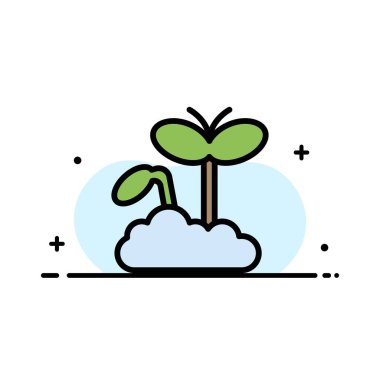 Büyüme, artış, olgunluk, bitki Iş düz hat dolu ICO