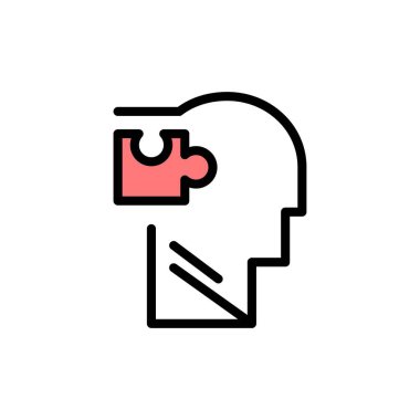 Insan, Mantıksal, Zihin, Bulmaca, Çözüm Düz Renk Simgesi. Vektör 