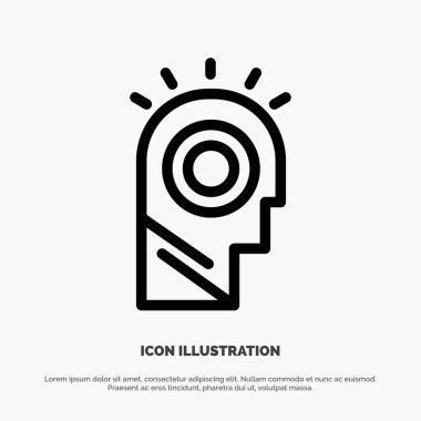 Fikir, Işık, Adam, Hat Hattı Simge Vektör