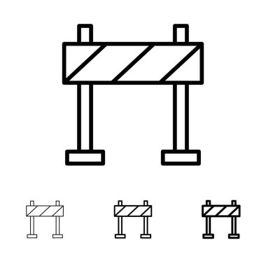 Barikat, Bariyer, İnşaat Kalın ve ince siyah çizgi simgesi s