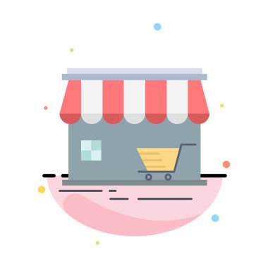 dükkan, mağaza, market, bina, alışveriş Düz Renk Simge Vektör