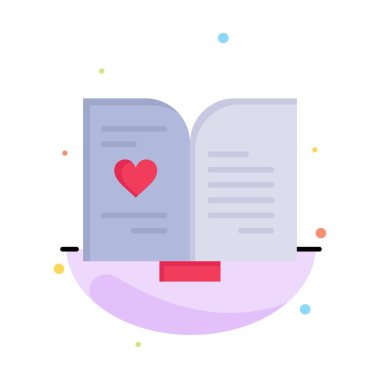 Kitap, Aşk, Kalp, Düğün Soyut Düz Renk Simge Şablonu
