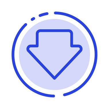 Ok, Aşağı, İndir Mavi Noktalı Çizgi Simgesi