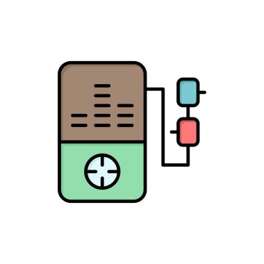 Müzik, Mp3, Oyun, Eğitim Düz Renk Simgesi. Vektör simgesi afiş