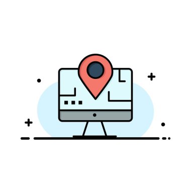 Bilgisayar, Harita, Konum, Eğitim İş Düz Hat Dolu Ic