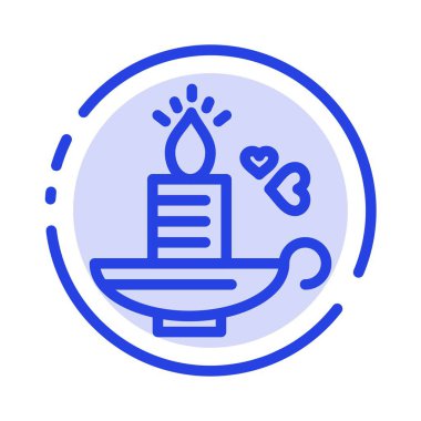 Mum, Aşk, Kalp, Düğün Mavi Noktalı Çizgi Simgesi