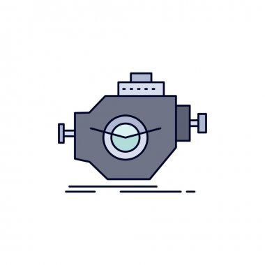 Motor, sanayi, makine, motor, performans Düz Renk Simge Ve