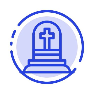 Ölüm, Mezar, Mezar Taşı, Rip Mavi Noktalı Çizgi Simgesi