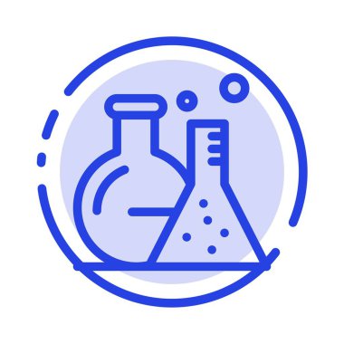 Tüp, Flask, Lab, Bilim Mavi Noktalı Çizgi Hattı Simgesi