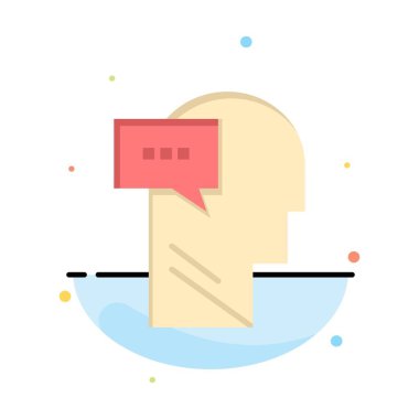 Zihin, İletişim, İç, Baş İş Logo Şablonu. Düz Renk