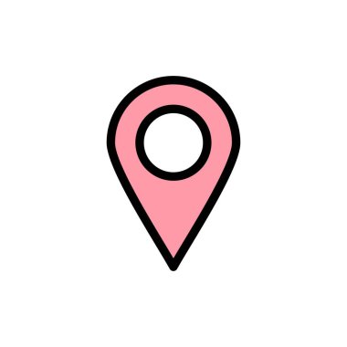 Konum, işaretleyici, sabit düz renk simgesi. Vektör simgesi afiş Templ