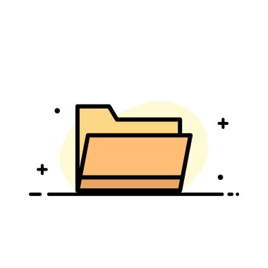 Klasör, Açık, Veri, Depolama İş Düz Hat Dolu Simge Vect