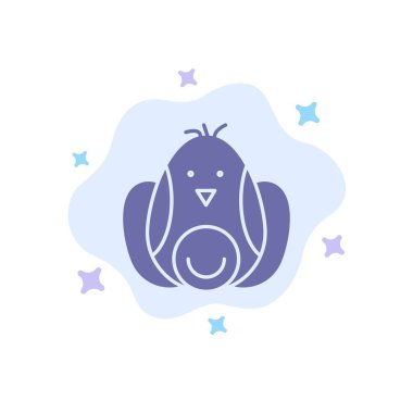 Tavuk, Bebek, tavşan, Paskalya soyut bulut Backgr üzerinde mavi simge