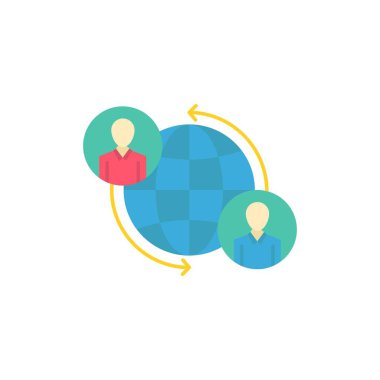 Bağlı, Bağlantılar, Kullanıcı, İnternet, Küresel Düz Renk Simgesi.