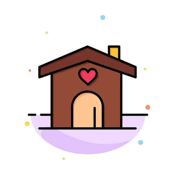 Casa, Amor, Coração, Casamento abstrato modelo de ícone de cor plana — Vetor de Stock
