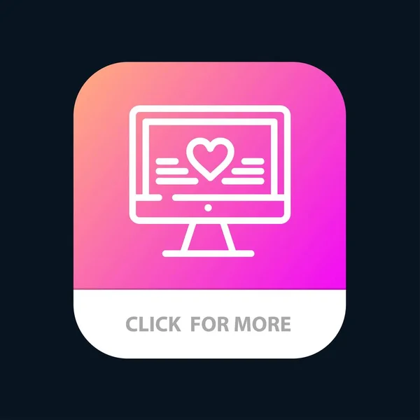 Ordinateur, Amour, Coeur, Bouton d'application mobile de mariage. Android et IO — Image vectorielle