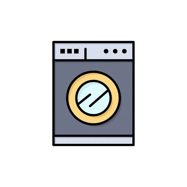 Kitchen, Machine, Washing Flat Color Icon. Векторный значок T — стоковый вектор