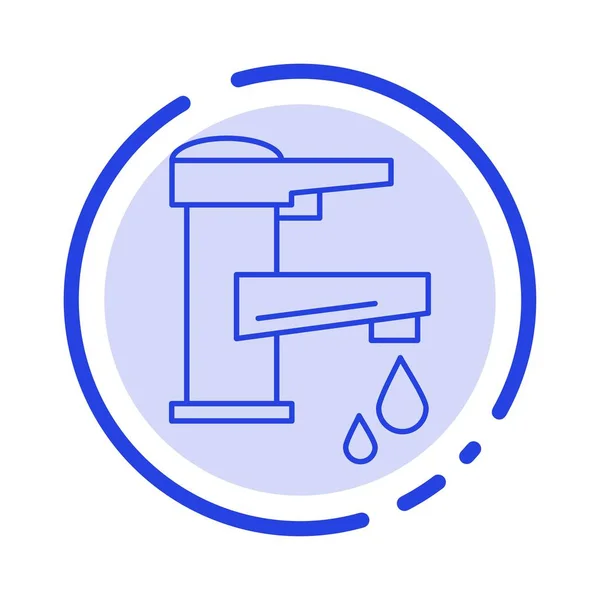 Leitungswasser, Hand, Wasserhahn, Wasserhahn, blau gestrichelte Linie — Stockvektor