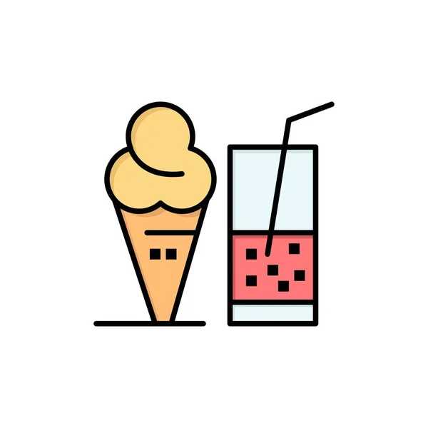 Trinken, Eis, Sommer, Saft flache Farbe Symbol. Vektorsymbol ba — Stockvektor