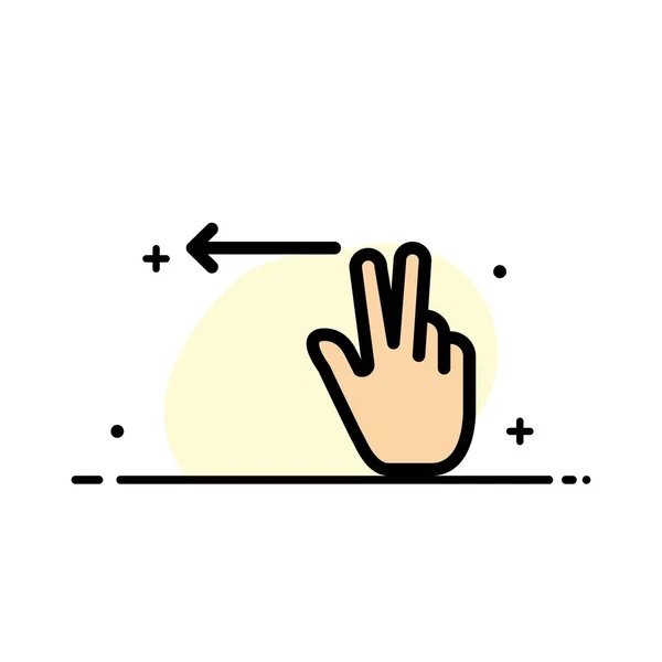 Fingers, Gesture, Left  Business Flat Line Filled Icon Vector Ba — Stock Vector
