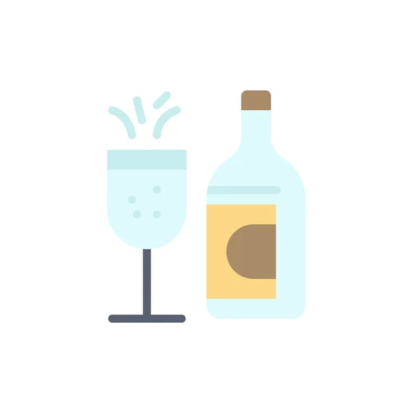 Glas, fles, Pasen, drinken platte kleur pictogram. Vector Icon Banne — Stockvector