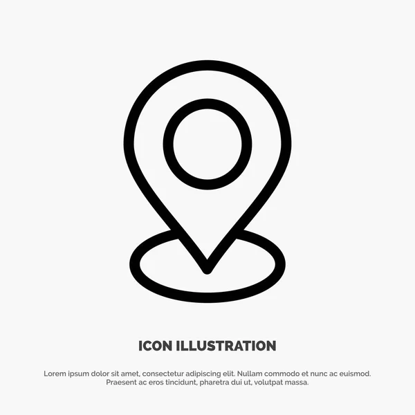 Ubicación, Mapa, Marcador, Pin Line Icon Vector — Vector de stock