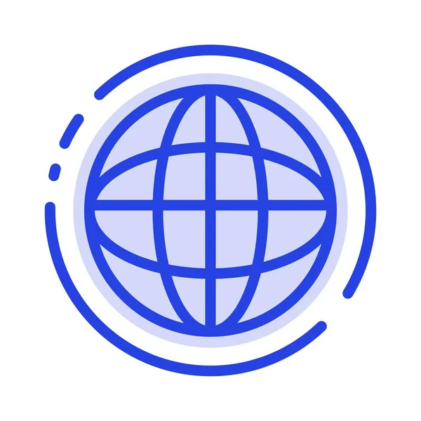 Global, Localização, Internet, World Blue Dotted Line Icon — Vetor de Stock