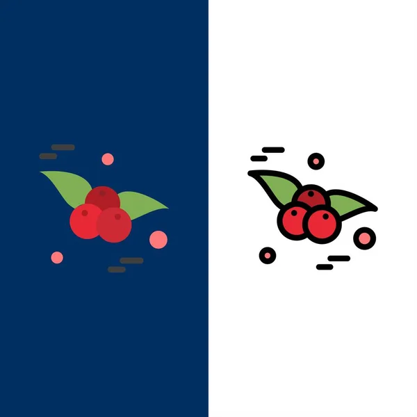 Cherry, Food, Fruit  Icons. Flat and Line Filled Icon Set Vector