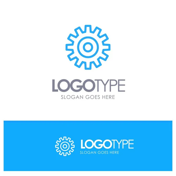 Engranaje, ajuste, rueda, logotipo azul del contorno de Cogs con el lugar para el tagl — Vector de stock