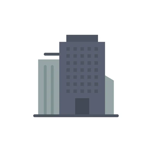 Gebouw, Office, Amerikaanse platte kleur pictogram. Vector pictogram banner — Stockvector