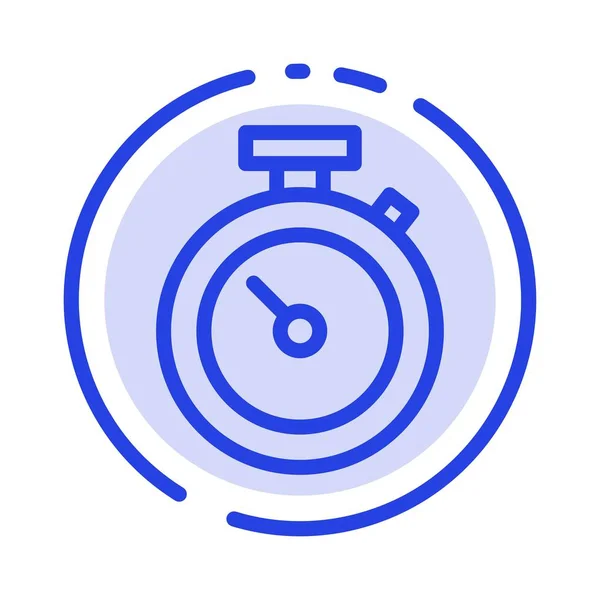 Timer, stoppur, klocka, tid blå streckad linje linje ikon — Stock vektor