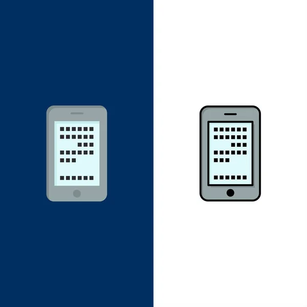 Мобильные, образовательные, сотовые, кодирующие иконки. Плоская и линейная заливка Ico — стоковый вектор