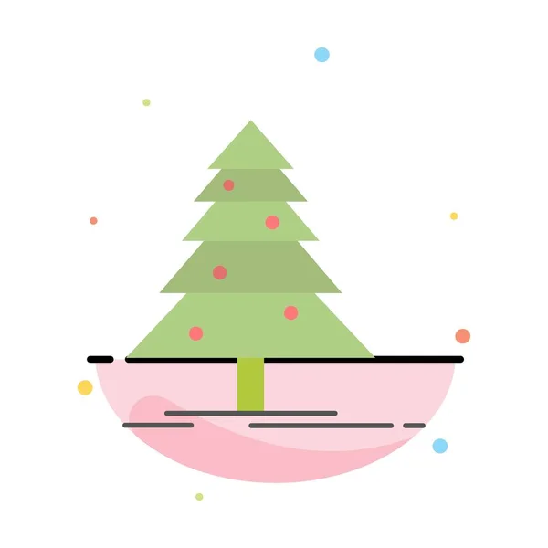 Tree, Forest, Christmas, XMas Abstract Flat Color Icon Template — Stock Vector