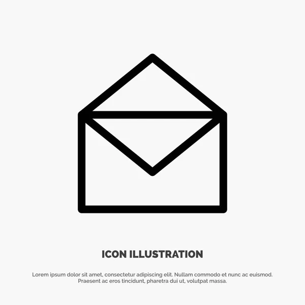 Courriel, Mail, Message, Open Line Icon Vector — Image vectorielle