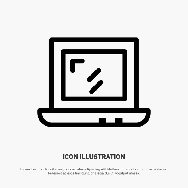 Web, Diseño, Vector de icono de línea de ordenador portátil — Vector de stock