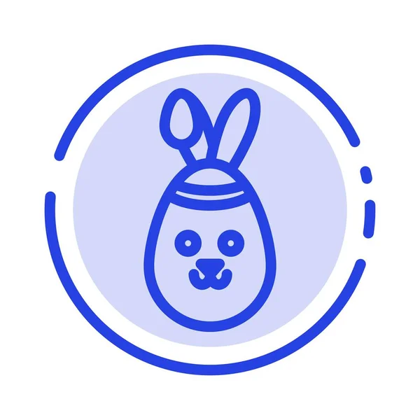 Conejo, Pascua, conejo azul punteado línea icono — Vector de stock