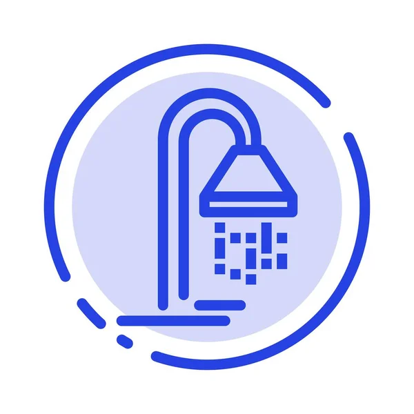 Bathroom, Hotel, Service, Shower Blue Dotted Line Icon — стоковый вектор