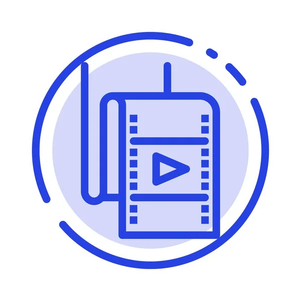 Film, film, Studio, divadelní modrá čára s tečkovanou čárou ikona — Stockový vektor