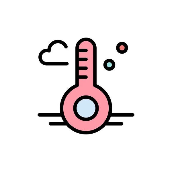 Température, Thermomètre, Météo, Spring Flat Color Icon. Vecte — Image vectorielle