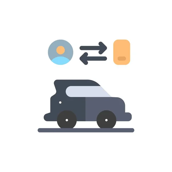 Auto, Trasporti, Uomo, Tecnologia Flat Color Icon. icona vettoriale ba — Vettoriale Stock