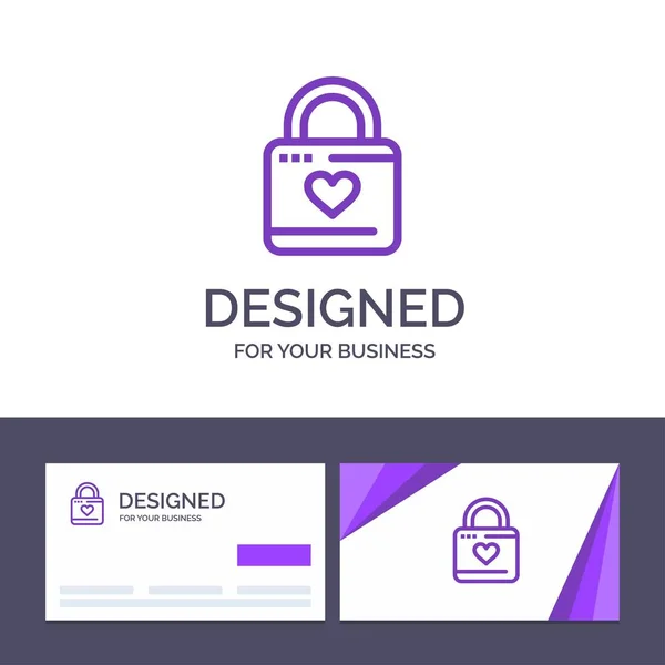 Creative Business Card and Logo template Lock, Locker, Heart, He — Stock Vector