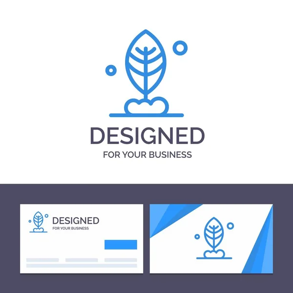 Šablona Creative Business Card a loga list, rostlina, motivace — Stockový vektor