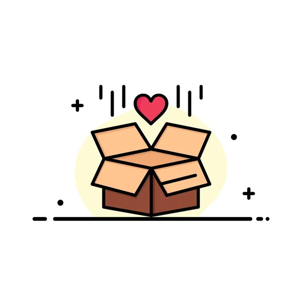 Cadeau, boîte, livraison, modèle de logo d'entreprise surprise. Couleur plate — Image vectorielle