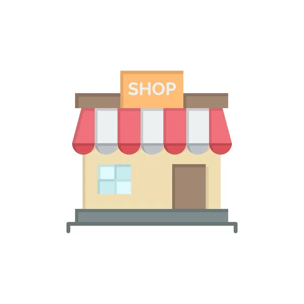 Shop, store, online, store, market flat color icon. Vektorsymbol — Stockvektor