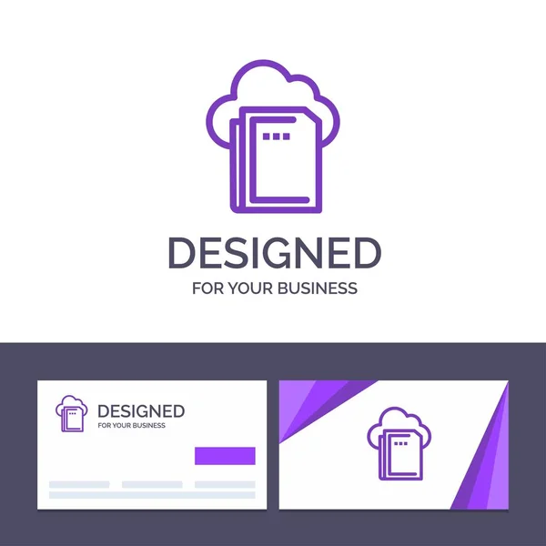 Kreative Visitenkarten- und Logovorlage Cloud, Datei, Daten, Comp — Stockvektor