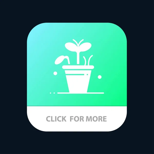Croissance, Feuille, Plante, Bouton d'application mobile de printemps. Android et IOS G — Image vectorielle