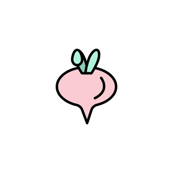 Φαγητό, γογγύλια, πρότυπο λογότυπο επιχειρήσεων λαχανικών. Επίπεδο χρώμα — Διανυσματικό Αρχείο