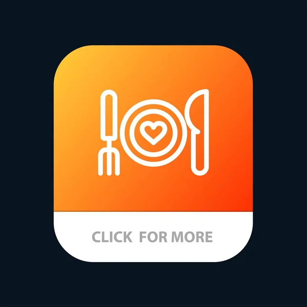 Jantar, Romântico, Comida, Encontro, Casal Mobile App Button. Android —  Vetores de Stock